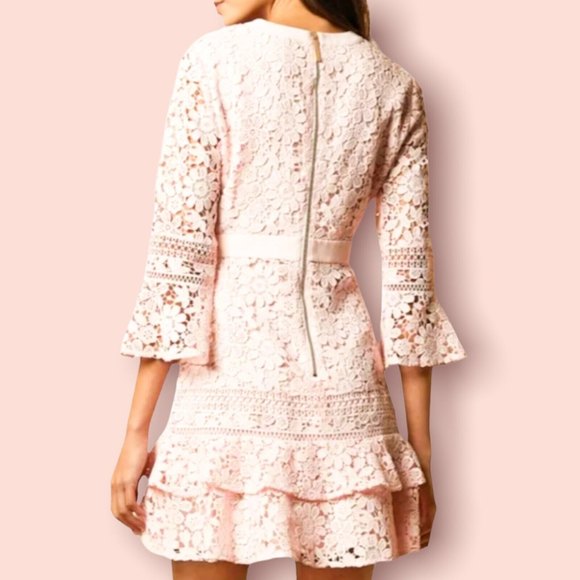 Ted Baker Women's Size 1 Surplice V-Neck Nello Mini Lace Dress Pastel Rose Pink - Picture 2 of 11